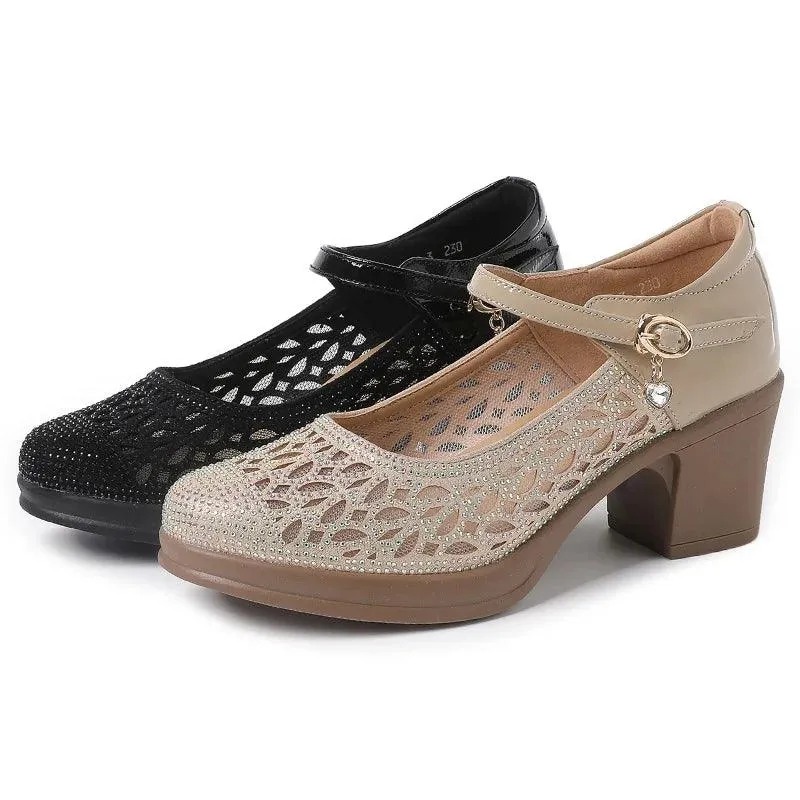 Women's Casual Shoes - Rhinestone High Heel Pumps - TSS132