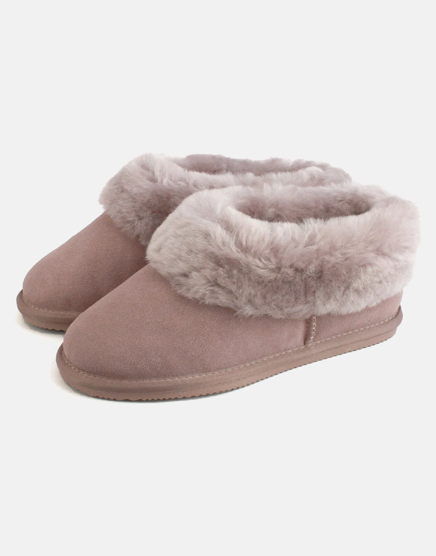 Women's Heather Sheepskin and Suede Slipper Boots – Mushroom