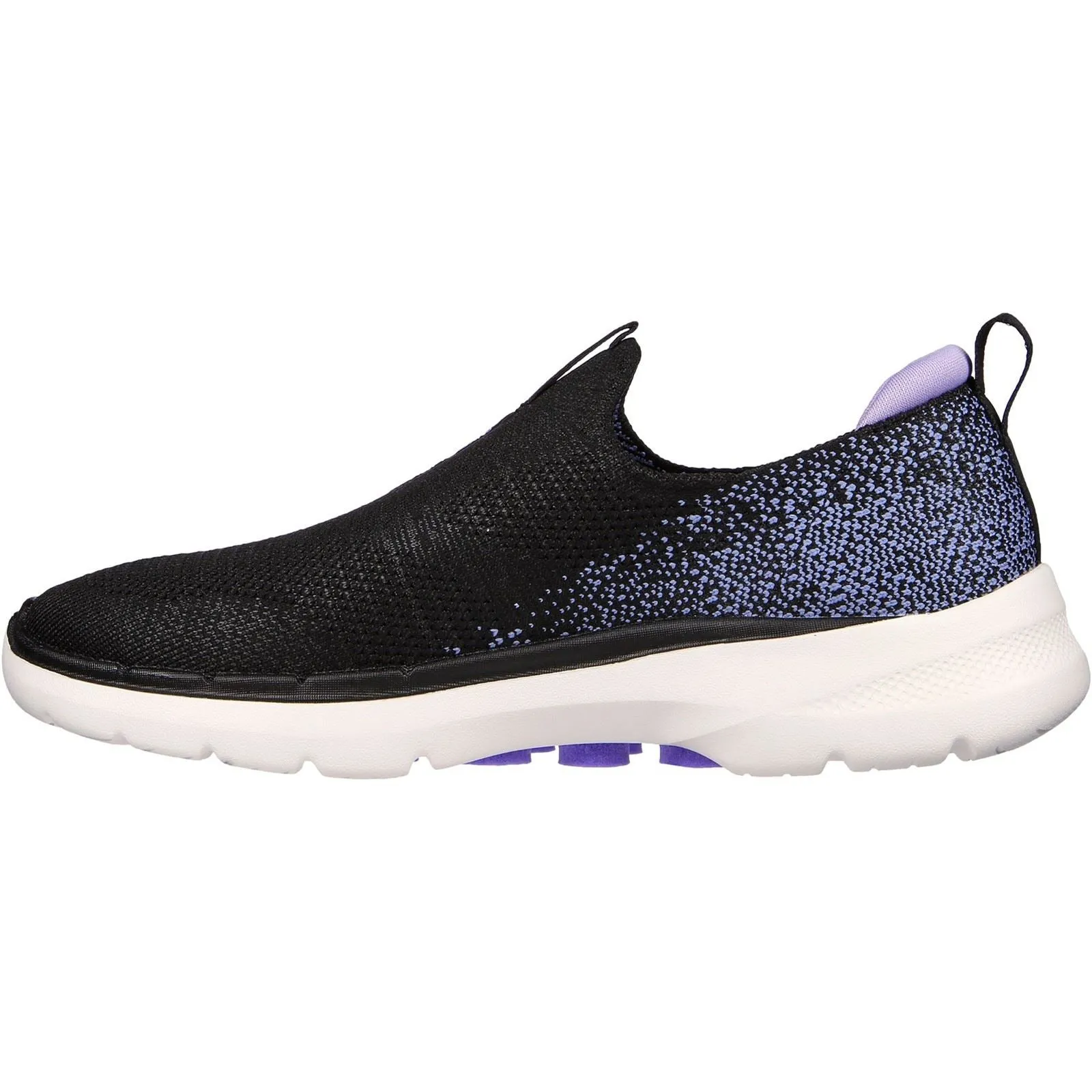 Women's Wide Fit Skechers 124502 Go Walk 6 Glimmering Sneakers - Black/Lavender