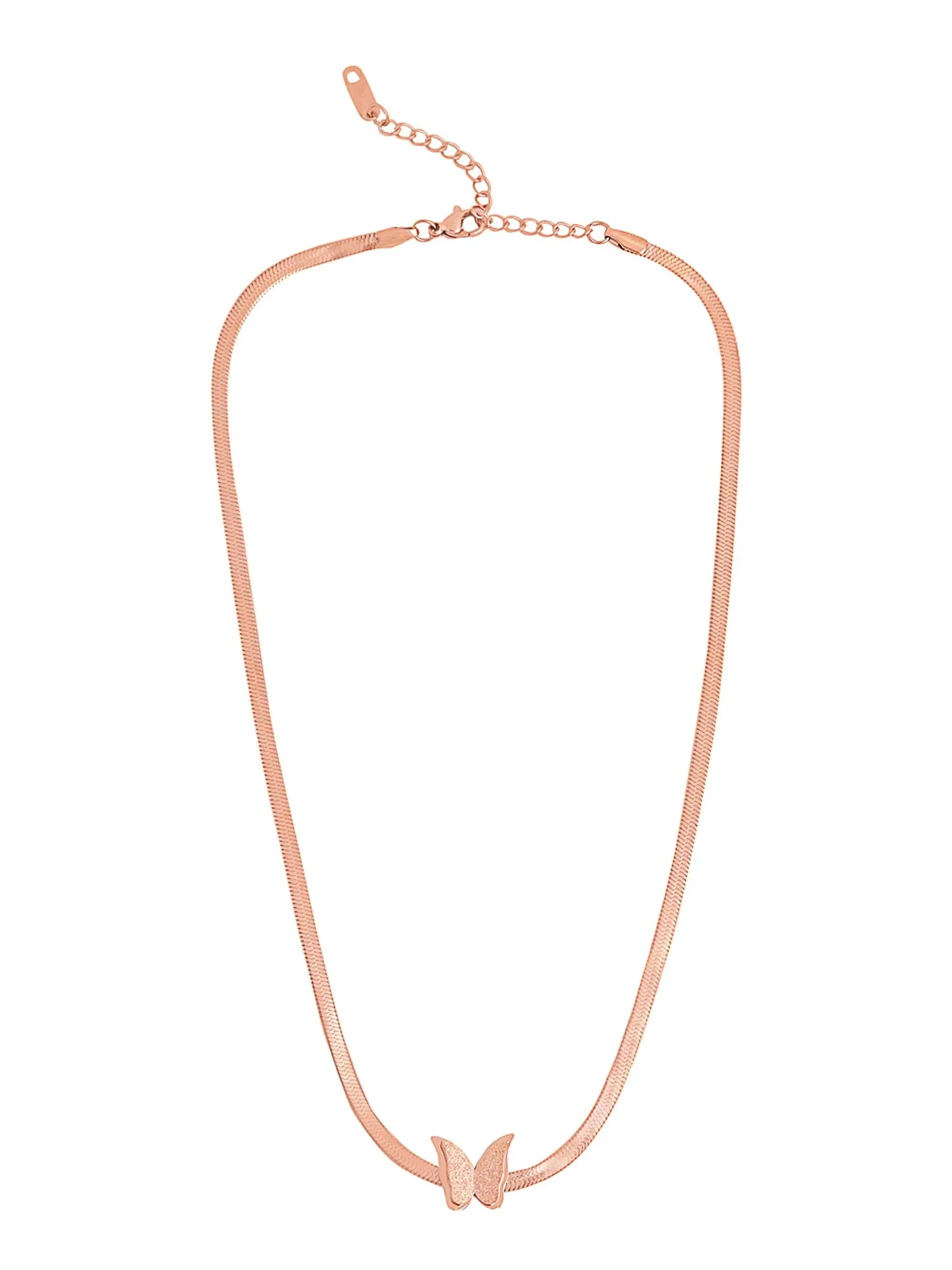 Yellow Chimes Chain Necklace for Women | Fashion Rose Gold Plated Neck Chain Pendant | Butterfly Shaped Pendant Necklace for Women | Western Necklace for Girls Birthday Anniversary Gift for Women Wife