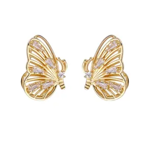 Yellow Chimes Earrings For Women Gold Tone Butterfly Crystal Studded Drop Earrings For Women and Girls