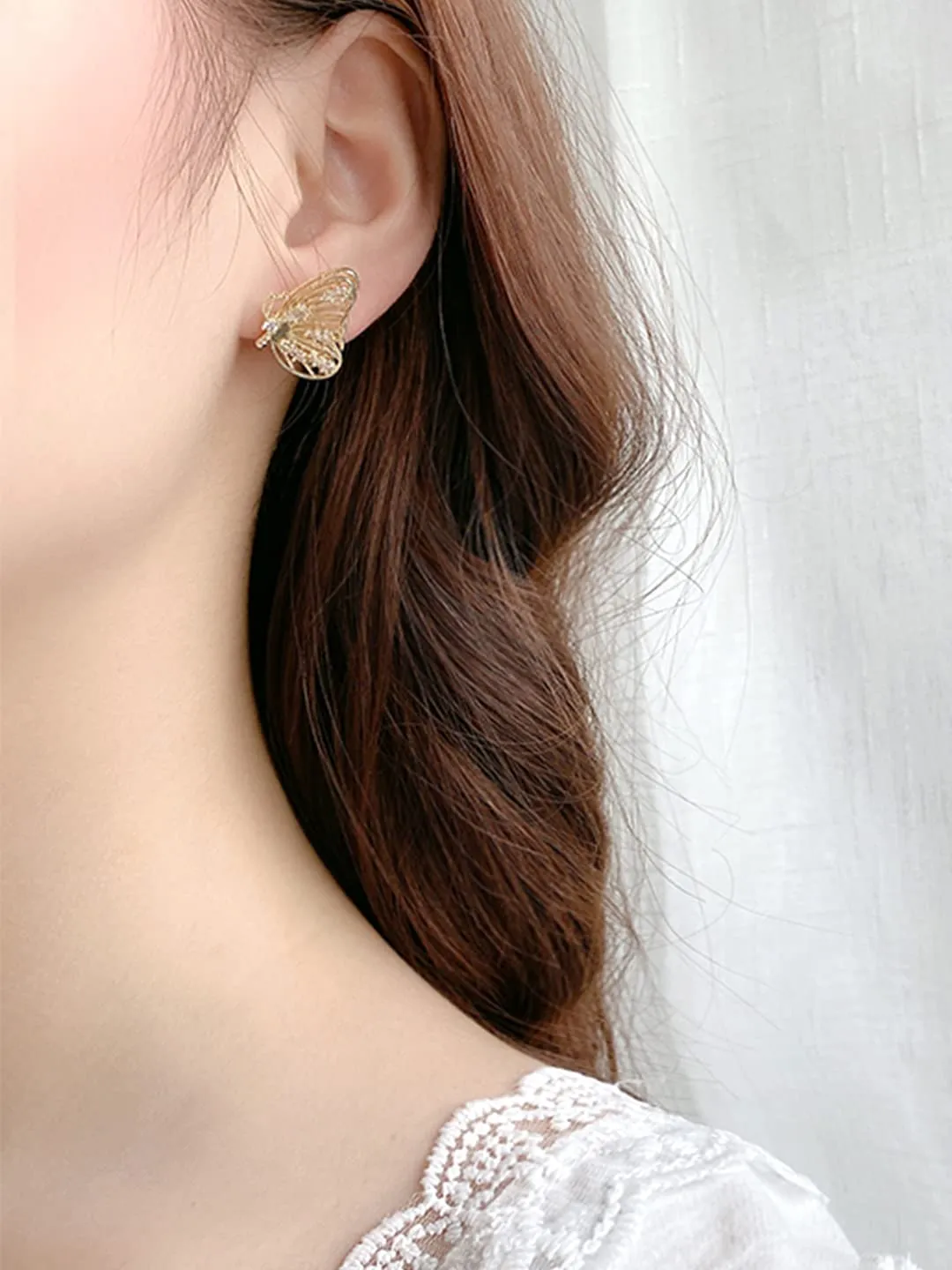 Yellow Chimes Earrings For Women Gold Tone Butterfly Crystal Studded Drop Earrings For Women and Girls