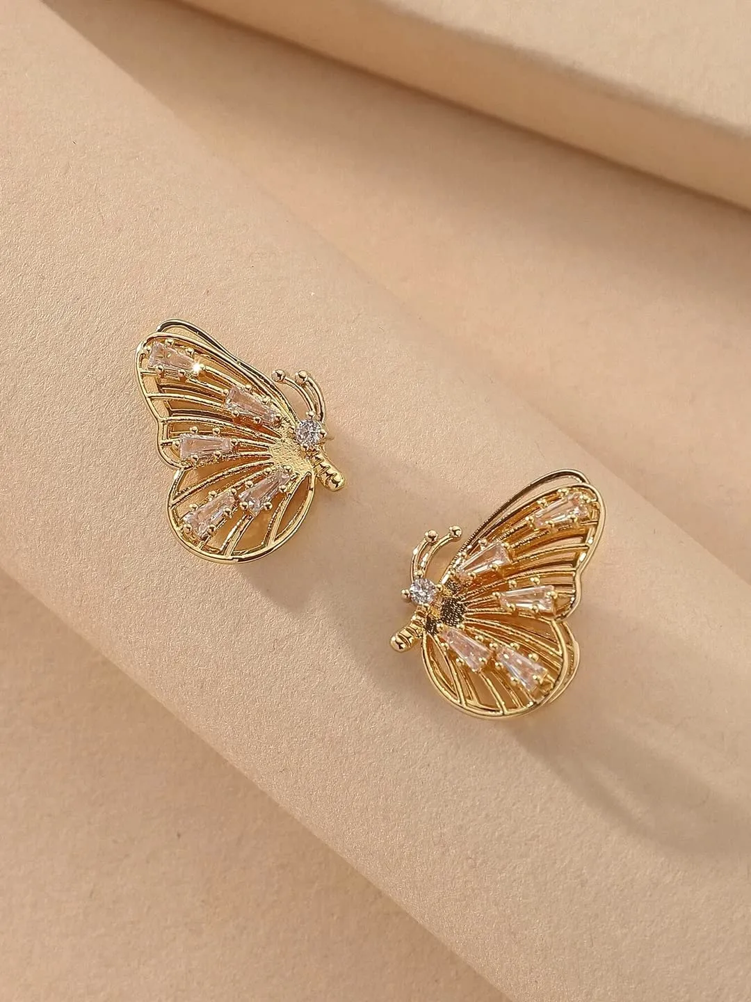 Yellow Chimes Earrings For Women Gold Tone Butterfly Crystal Studded Drop Earrings For Women and Girls