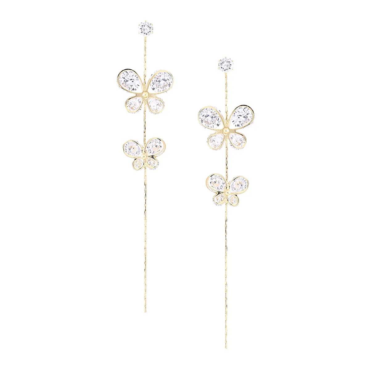 Yellow Chimes Earrings For Women Gold Tone Crystal Studded Butterfly Linear Chain Dangler Earrings For Women and Girls