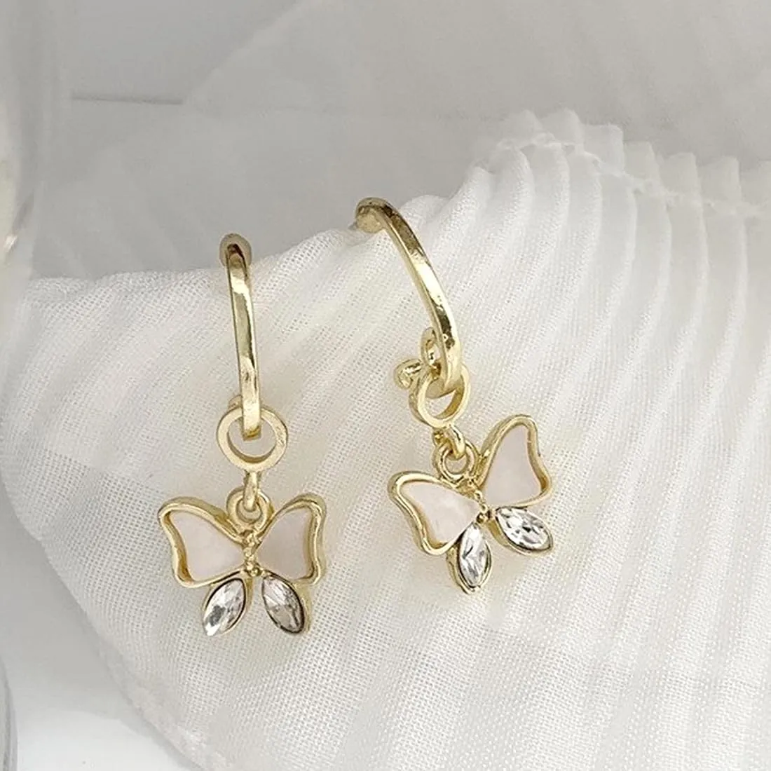 Yellow Chimes Earrings For Women Gold Toned 2 Pair Combo of Floral and Butterfly Designed Hoop Earrings For Women and Girls