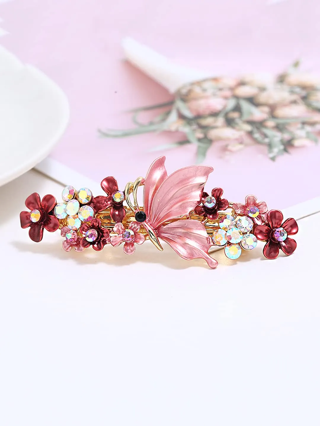 Yellow Chimes Hair Clips for Women Girls Barrette Hair Clips for Women Hair Accessories for Women Butterfly Clips for Women Red French Barrette Hair Clips for Women and Girls Gift For Women & Girls